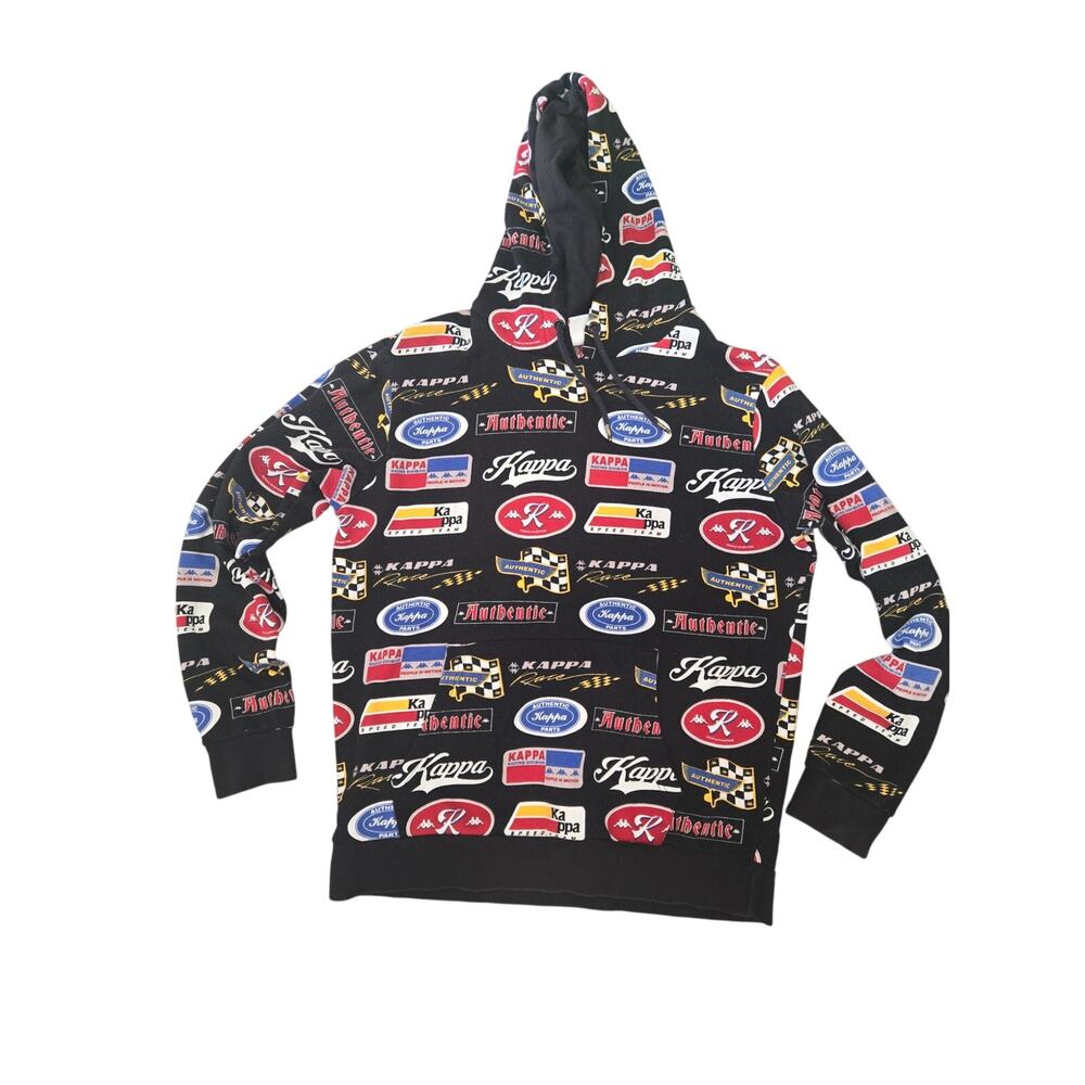 Kappa Logo Print Pullover Hoodie Men's XL Black Multicolor
